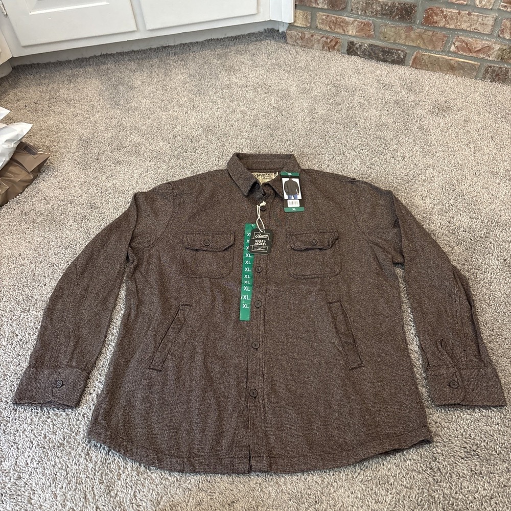 NEW Grayers Blanket Shirt Jacket Men XL Brown Textured Shacket Overshirt Cotton